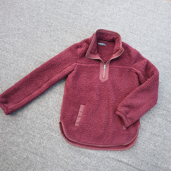 Abercrombie & Fitch Tops - Abercrombie & Fitch Burgundy Sherpa Half-Zip Two-Tone Sweatshirt Athleisure Sz M